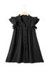 Ruffled V Neck Flutter Sleeve Shift Dress