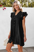 Ruffled V Neck Flutter Sleeve Shift Dress