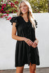 Ruffled V Neck Flutter Sleeve Shift Dress