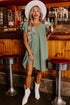 Ruffled V Neck Flutter Sleeve Shift Dress