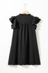 Ruffled V Neck Flutter Sleeve Shift Dress