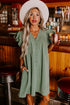 Ruffled V Neck Flutter Sleeve Shift Dress