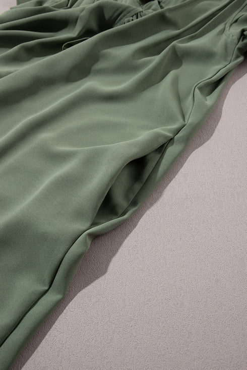Ruffled V Neck Flutter Sleeve Shift Dress