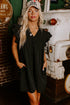 Ruffled V Neck Flutter Sleeve Shift Dress