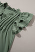 Ruffled V Neck Flutter Sleeve Shift Dress