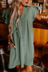 Ruffled V Neck Flutter Sleeve Shift Dress