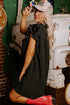 Ruffled V Neck Flutter Sleeve Shift Dress