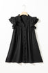 Ruffled V Neck Flutter Sleeve Shift Dress