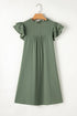 Ruffled V Neck Flutter Sleeve Shift Dress