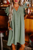 Ruffled V Neck Flutter Sleeve Shift Dress