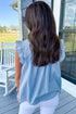 Ruffled V Neck Ric Rac Trim Sleeveless Blouse