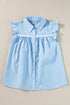 Ruffled V Neck Ric Rac Trim Sleeveless Blouse