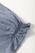 Ruffled V Neck Short Puff Sleeve Denim Top