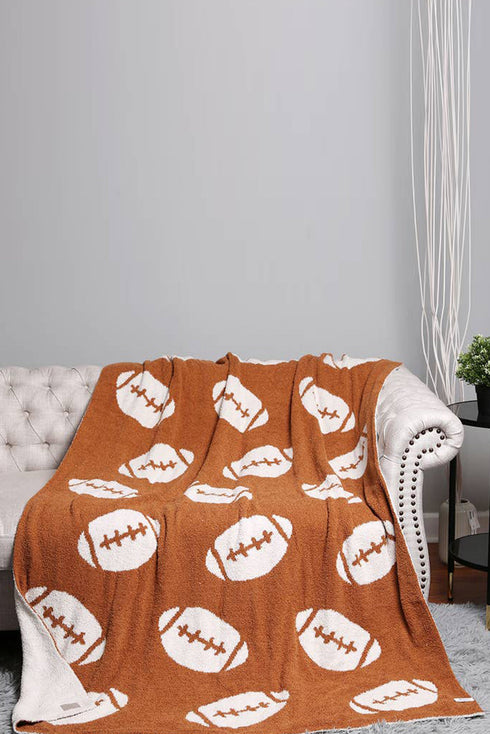 Rugby Football Print Graphic Soft Fleece Throw Blanket