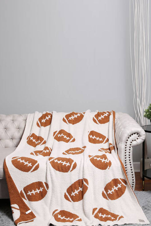 Rugby Football Print Graphic Soft Fleece Throw Blanket