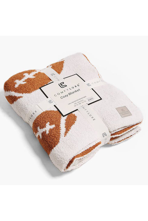 Rugby Football Print Graphic Soft Fleece Throw Blanket