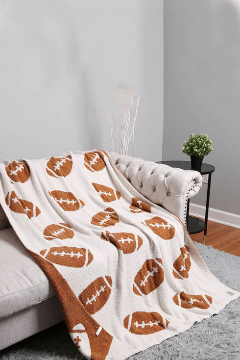 Rugby Football Print Graphic Soft Fleece Throw Blanket