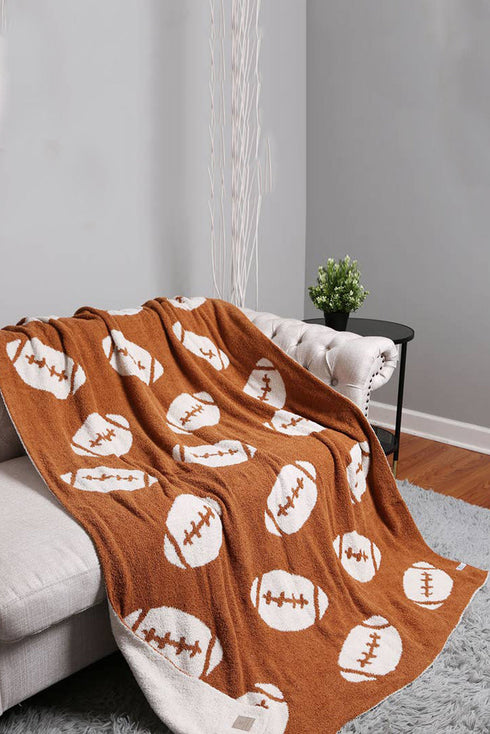 Rugby Football Print Graphic Soft Fleece Throw Blanket