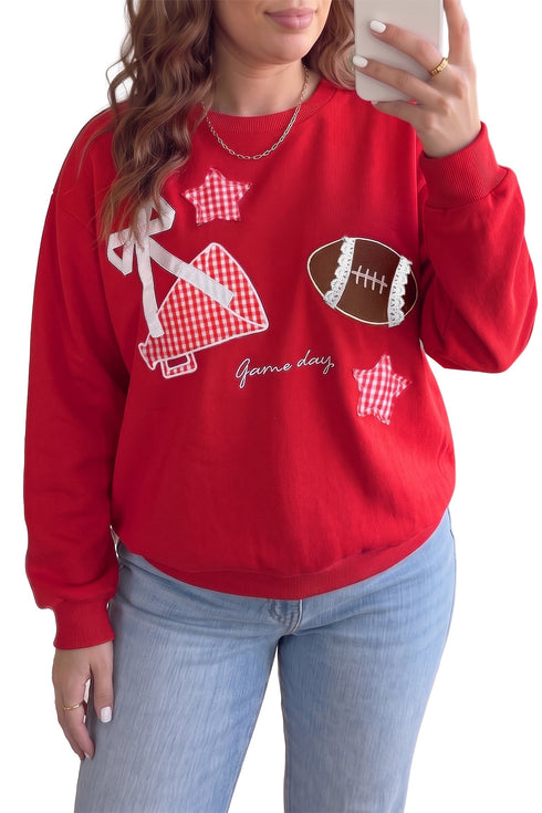 Rugby Patchwork Graphic Applique Sporty Inspired Layering Sweatshirt