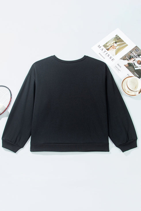 Rugby Patchwork Graphic Applique Sporty Inspired Layering Sweatshirt