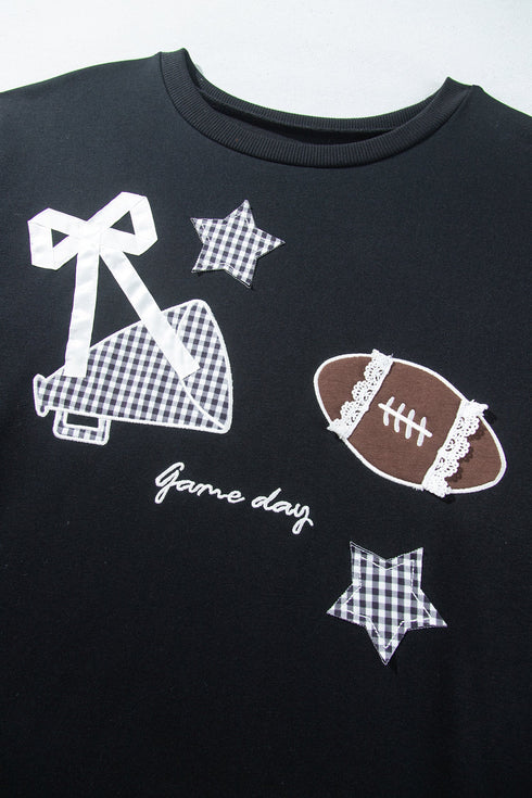 Rugby Patchwork Graphic Applique Sporty Inspired Layering Sweatshirt