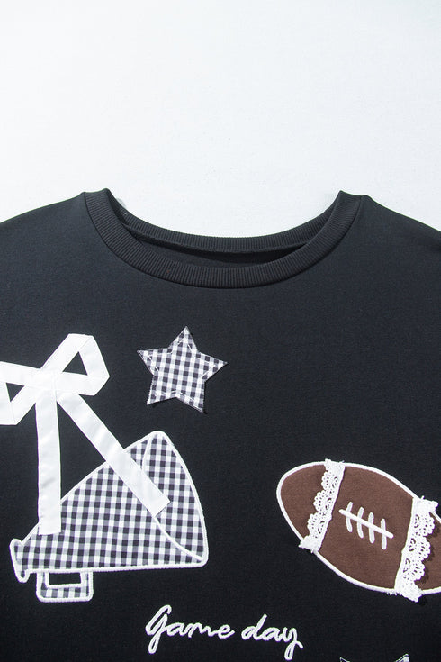 Rugby Patchwork Graphic Applique Sporty Inspired Layering Sweatshirt