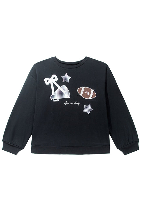 Rugby Patchwork Graphic Applique Sporty Inspired Layering Sweatshirt