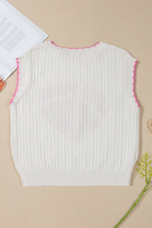 Rugby Pattern Textured Knit Casual Shift Sweater Vest
