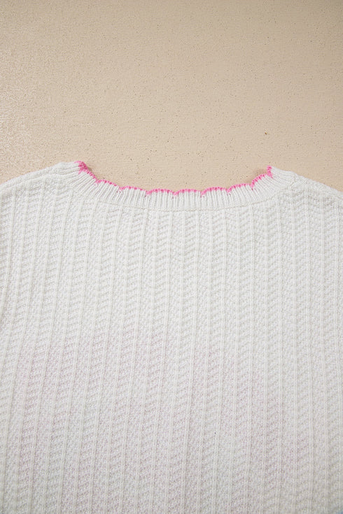 Rugby Pattern Textured Knit Casual Shift Sweater Vest