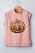 Rugby Pumpkin Graphic Mock Neck Cap Sleeve Tee