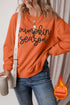 Russet Orange Glittering Pumpkin Season Graphic Drop Shoulder Pullover Sweatshirt
