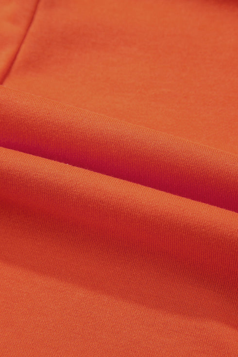 Russet Orange Two-tone Short Sleeve V Neck Patched Pocket Loose Romper