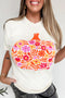 Rustic Pumpkin And Floral Graphic Short Sleeve Tee