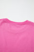 Sachet Pink Contrast Flower Drop Shoulder Loose T Shirt