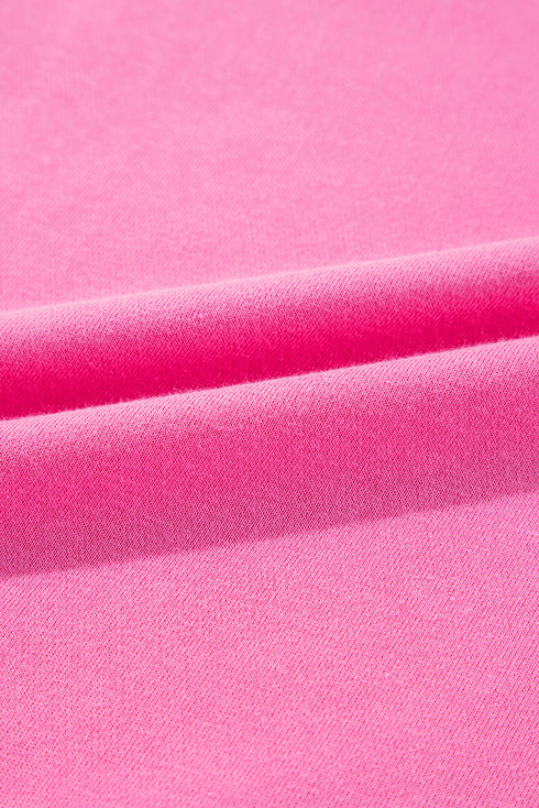 Sachet Pink High Low Patchwork Long Sleeve Top and Shorts Set