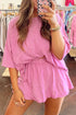 Sachet Pink Loose Fit Half Sleeve T Shirt and High Waist Skirt Set