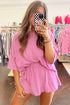 Sachet Pink Loose Fit Half Sleeve T Shirt and High Waist Skirt Set