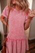 Sachet Pink Mineral Wash Raw Edge Ruffle Mini Dress