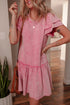 Sachet Pink Mineral Wash Raw Edge Ruffle Mini Dress