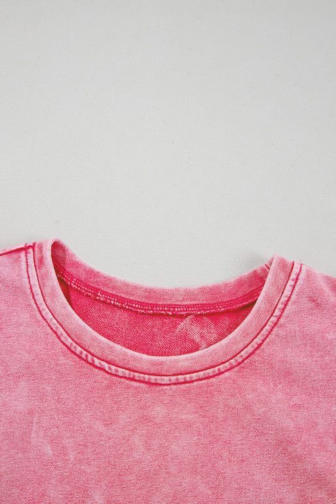 Sachet Pink Mineral Wash Raw Edge Ruffle Mini Dress