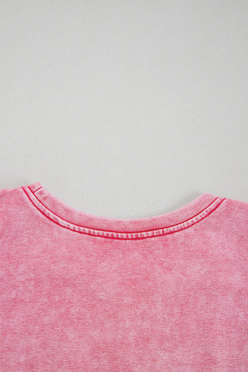 Sachet Pink Mineral Wash Raw Edge Ruffle Mini Dress