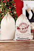 Santa And Elk Print Drawstring Holiday Gift Sack