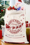 Santa And Elk Print Drawstring Holiday Gift Sack
