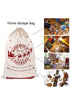 Santa And Elk Print Drawstring Holiday Gift Sack