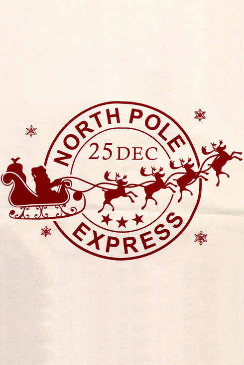 Santa And Elk Print Drawstring Holiday Gift Sack