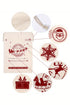 Santa And Elk Print Drawstring Holiday Gift Sack