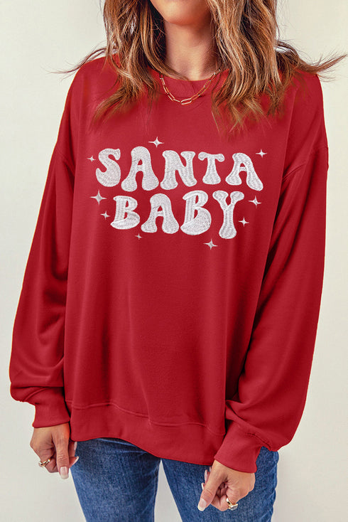 Santa Baby Retro Graphic Holiday Pullover Sweatshirt
