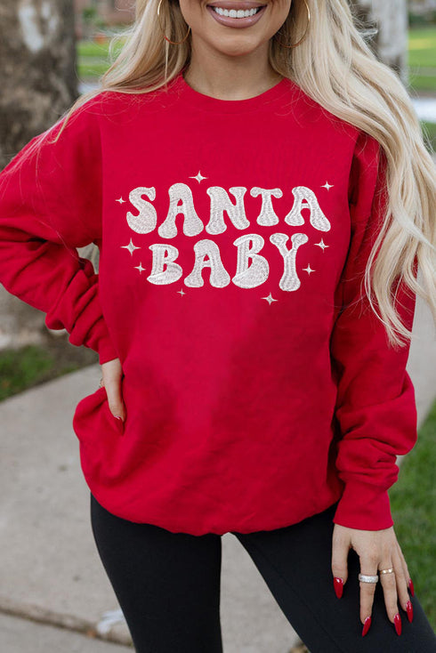 Santa Baby Retro Graphic Holiday Pullover Sweatshirt