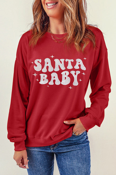 Santa Baby Retro Graphic Holiday Pullover Sweatshirt