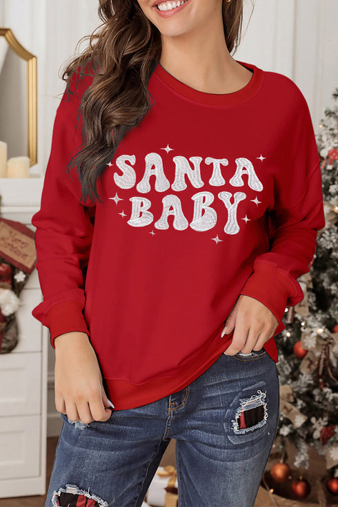 Santa Baby Retro Graphic Holiday Pullover Sweatshirt